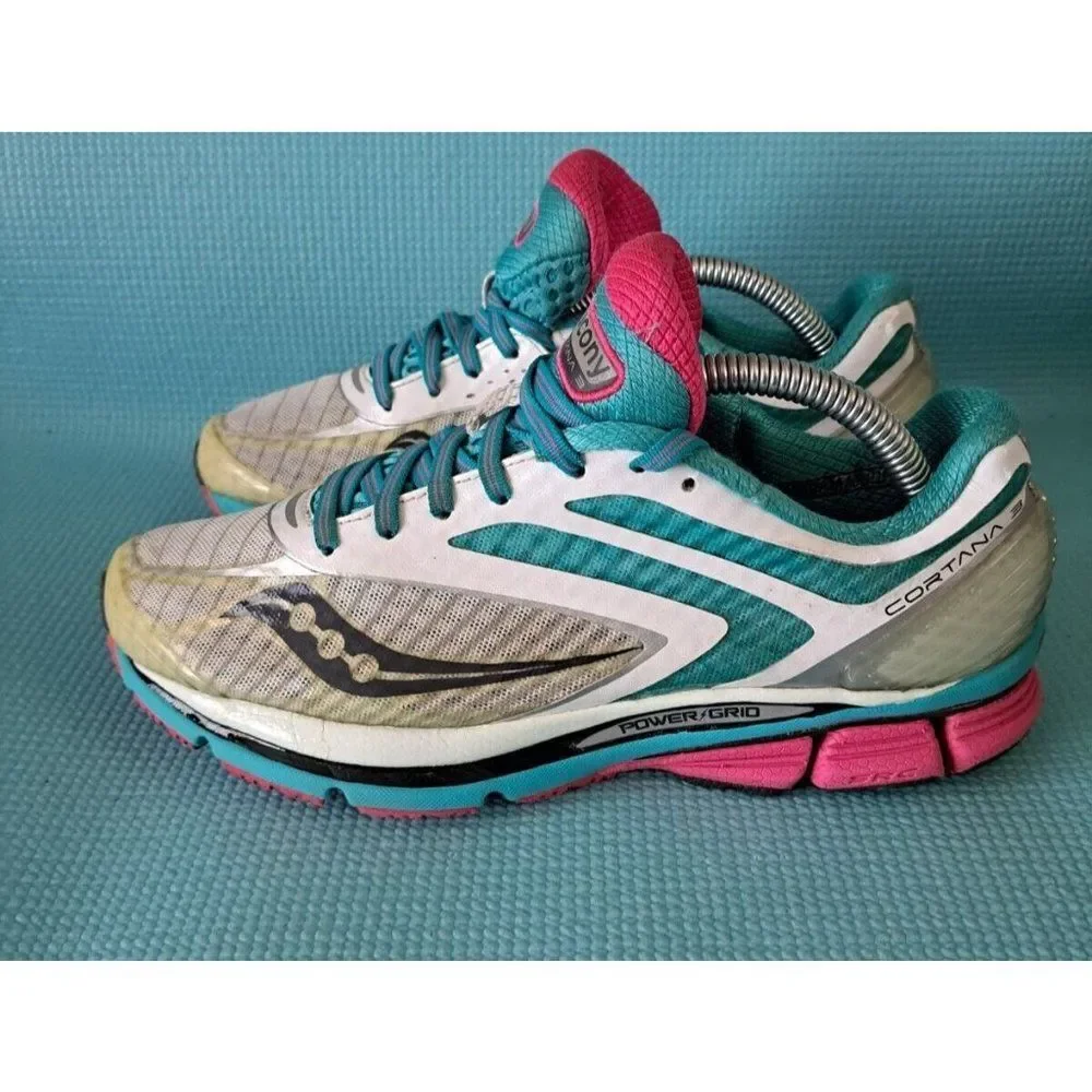 Saucony Cortana 3 Running Shoes White Blue‎ Pink Women’s Size 7.5